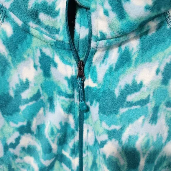 Eddie Bauer Women's Long Sleeve Polar Fleece 1/4 Zip in Greens and White- XL - Picture 3 of 4